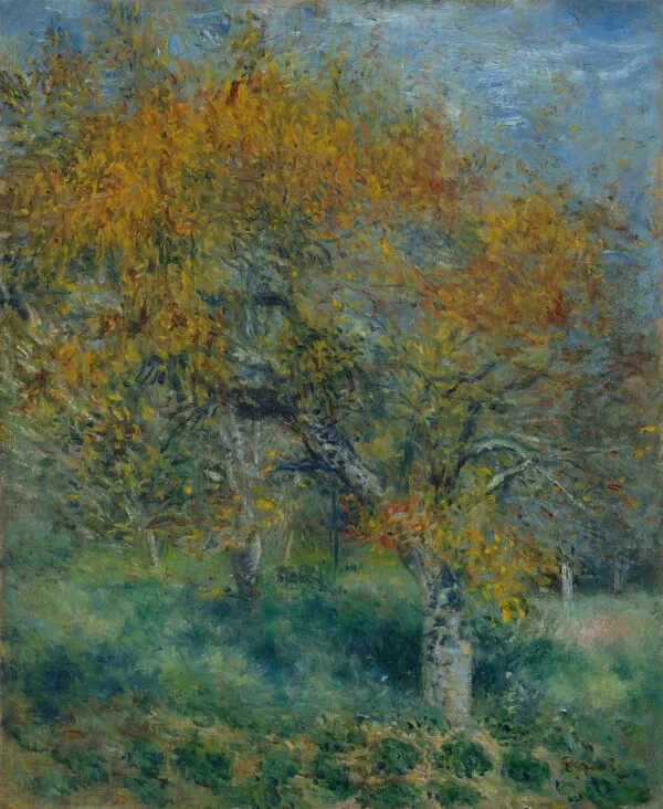 The Pear Tree (1877) by Pierre-Auguste Renoir — original painting reproduced as a hand-painted oil on canvas