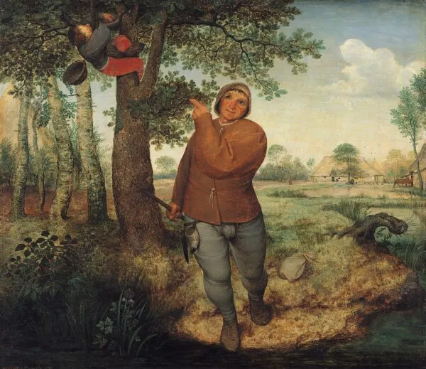 The Peasant and the Nest Robber (1568) by Pieter Brueghel the Elder — original painting reproduced as a hand-painted oil on canvas