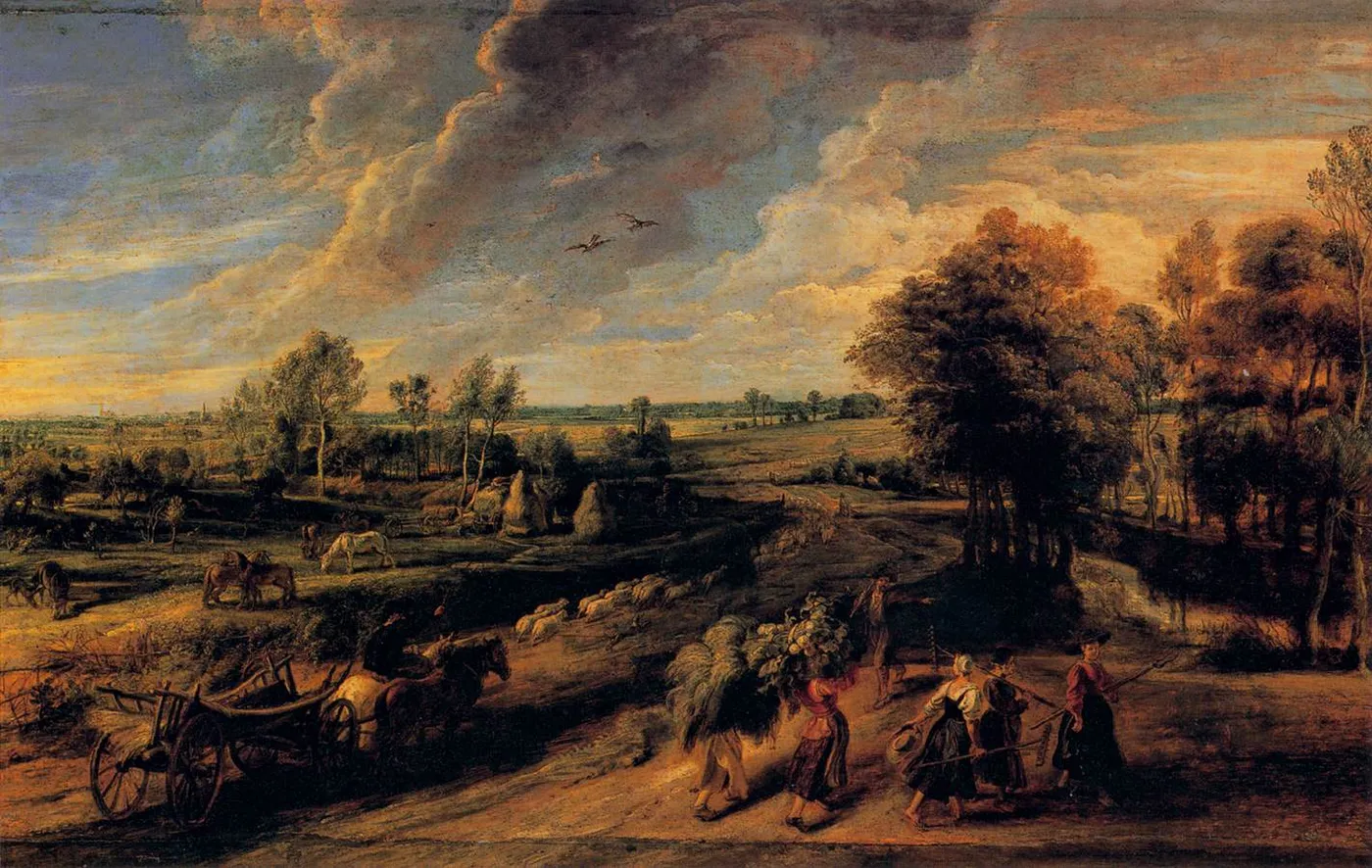 The Peasants Returning From The Fields (1640) by Peter Paul Rubens — original painting reproduced as a hand-painted oil on canvas