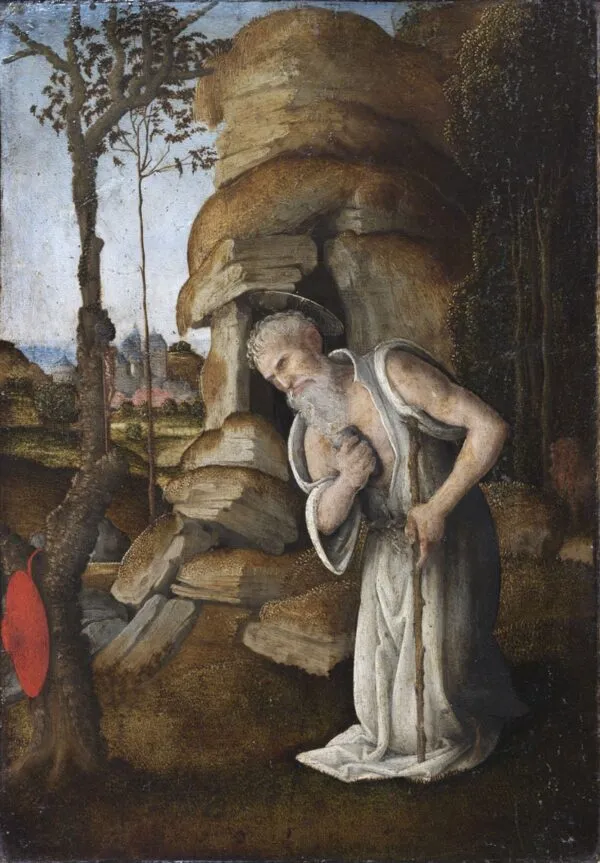 The Penitent Saint Jerome in the Wilderness (1477) by Filippino Lippi — original painting reproduced as a hand-painted oil on canvas
