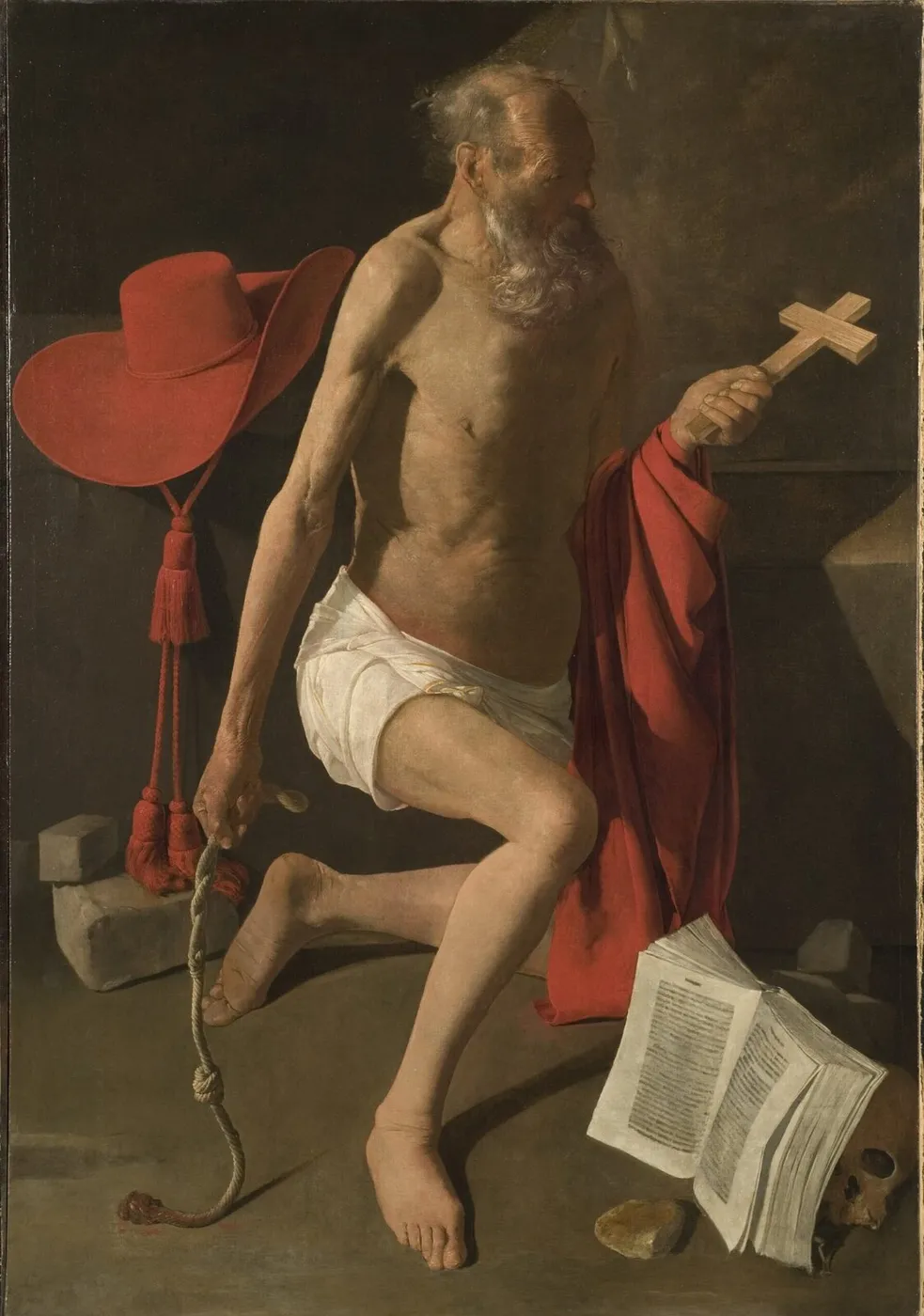 The Penitent St Jerome (1620) by Georges de La Tour — original painting reproduced as a hand-painted oil on canvas