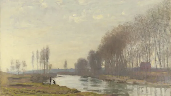 The Petit Bras of the Seine at Argenteuil (1872) by Claude Monet — original painting reproduced as a hand-painted oil on canvas