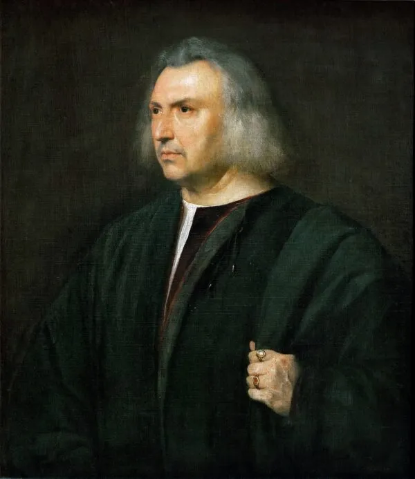 The physician Gian Giacomo Bartolotti da Parma (1515) by Titian — original painting reproduced as a hand-painted oil on canvas