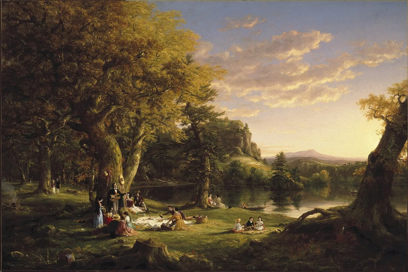 The Pic-Nic (1846) by Thomas Cole — original painting reproduced as a hand-painted oil on canvas