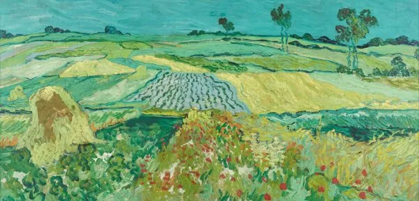 The Plain of Auvers (1890) by Vincent van Gogh — original painting reproduced as a hand-painted oil on canvas