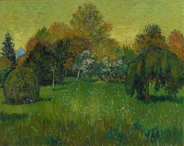 The Poet's Garden (1888) by Vincent van Gogh — original painting reproduced as a hand-painted oil on canvas