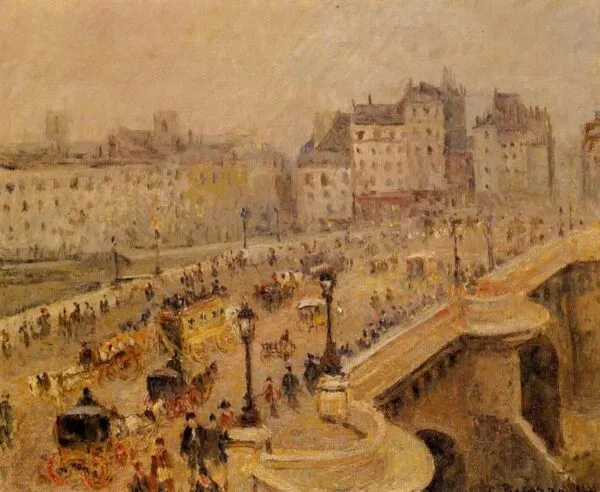 The Pont-Neuf, Mist (Second Series) (1902) by Camille Pissarro — original painting reproduced as a hand-painted oil on canvas