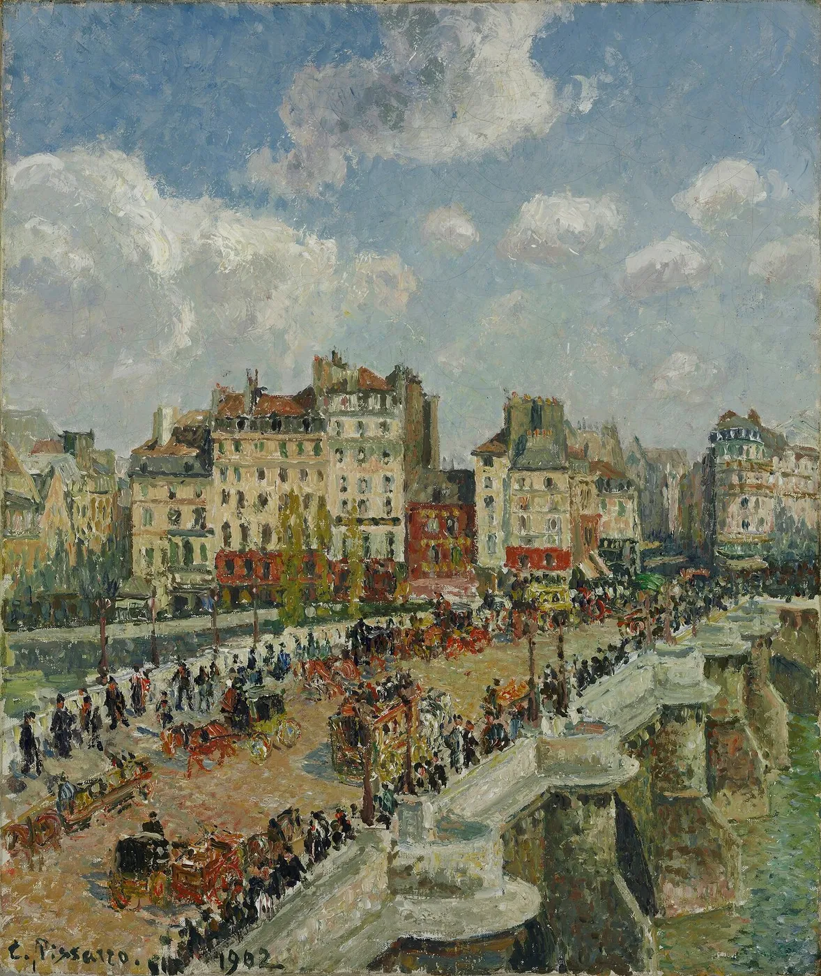 The Pont-Neuf, Sunlight (Second Series) (1902) by Camille Pissarro — original painting reproduced as a hand-painted oil on canvas