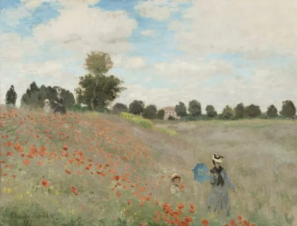 The Poppy Field near Argenteuil (1873) by Claude Monet — original painting reproduced as a hand-painted oil on canvas