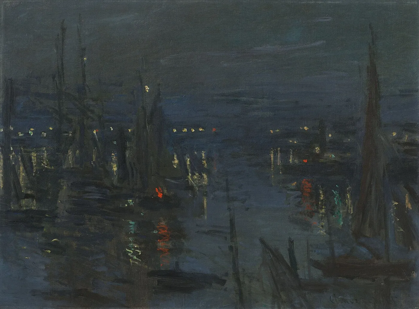 The Port of Le Havre, Night Effect — Claude Monet