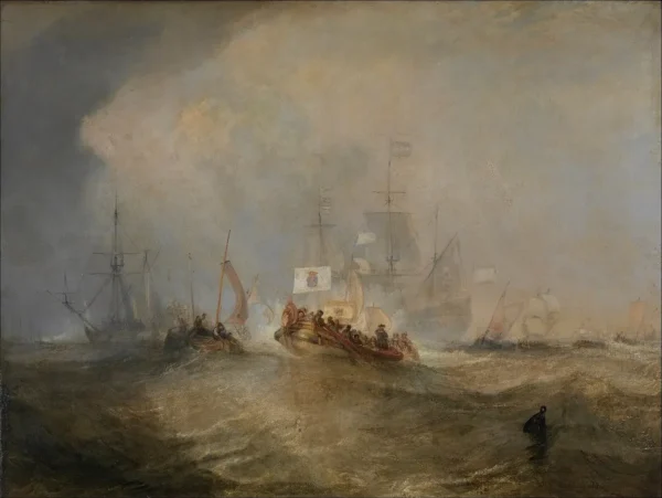 The Prince of Orange, William III, Embarked from Holland, and Landed at Torbay, November 4th, 1688, after a Stormy Passage (1832) by J. M. W. Turner — original painting reproduced as a hand-painted oil on canvas