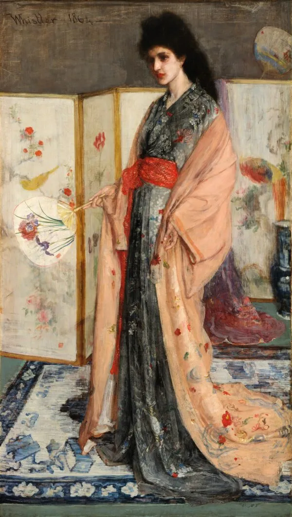 The Princess from the Land of Porcelain (1864) by James McNeill Whistler — original painting reproduced as a hand-painted oil on canvas
