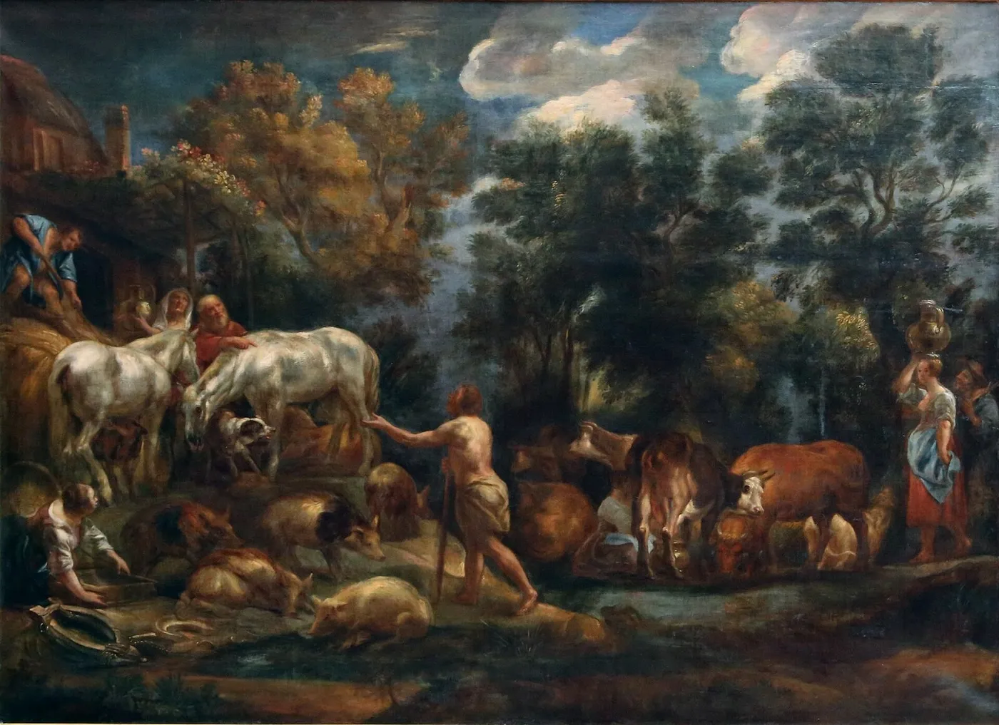 The Prodifgal Son als a shepherd repents his sins (Luke 15:15) (1650) by Jacob Jordaens — original painting reproduced as a hand-painted oil on canvas
