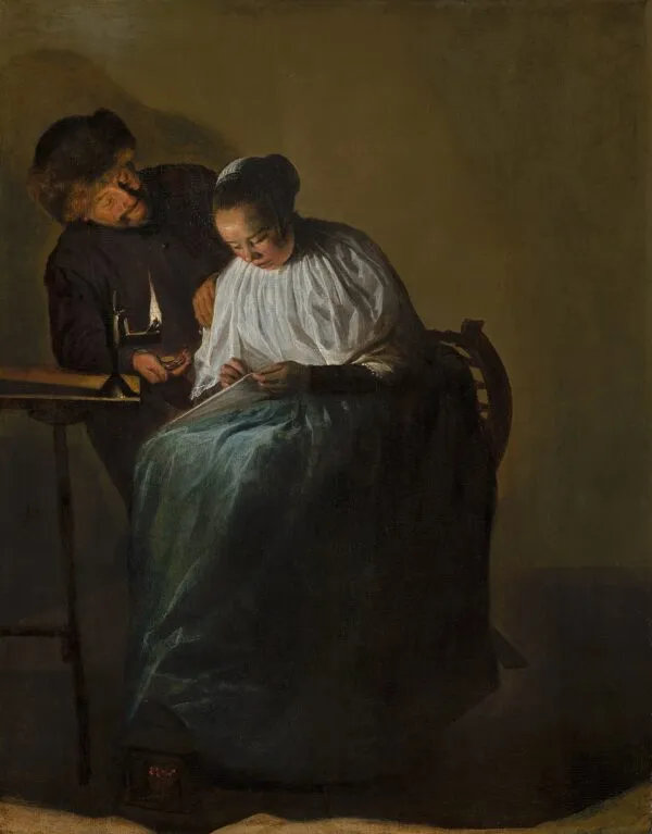 The Proposition (1631) by Judith Leyster — original painting reproduced as a hand-painted oil on canvas