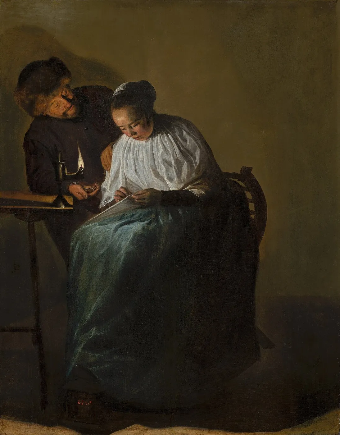 The Proposition (1631) by Judith Leyster — original painting reproduced as a hand-painted oil on canvas