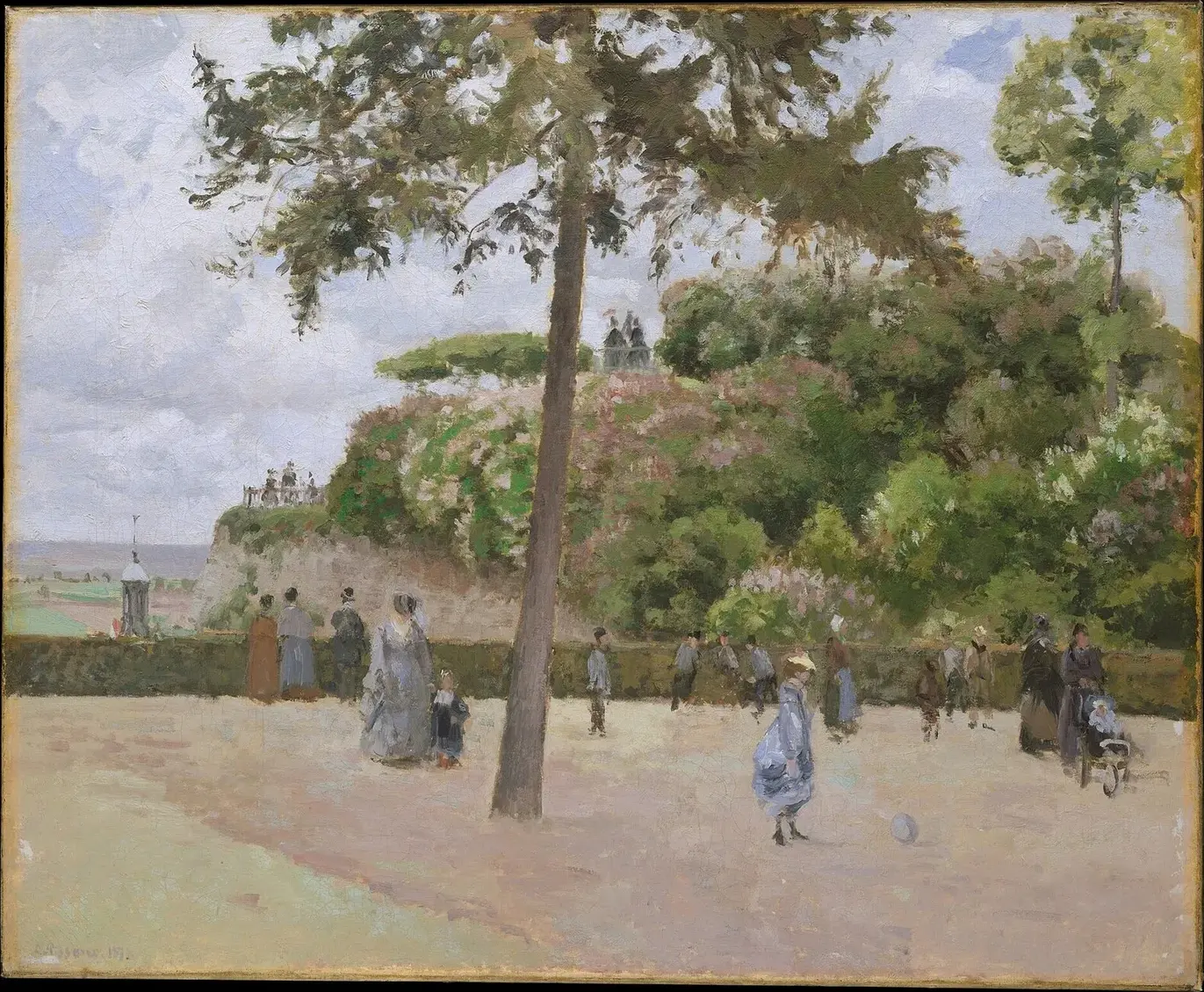 The Public Garden at Pontoise (1874) by Camille Pissarro — original painting reproduced as a hand-painted oil on canvas