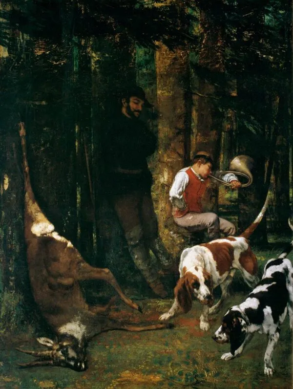 The Quarry (1857) by Gustave Courbet — original painting reproduced as a hand-painted oil on canvas