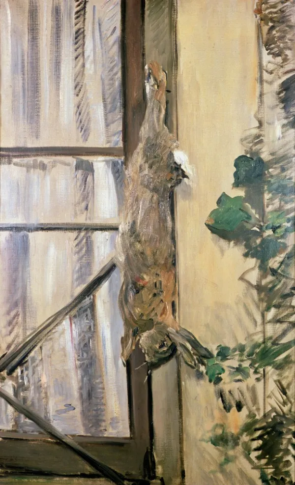 The Rabbit (1881) by Édouard Manet — original painting reproduced as a hand-painted oil on canvas