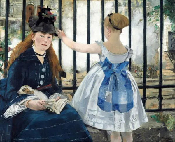 The Railway (1873) by Édouard Manet — original painting reproduced as a hand-painted oil on canvas