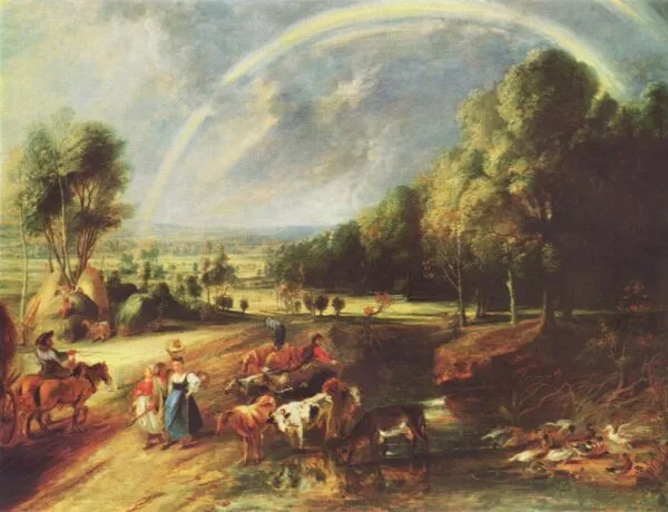 The Rainbow Landscape (1640) (1640) by Peter Paul Rubens — original painting reproduced as a hand-painted oil on canvas