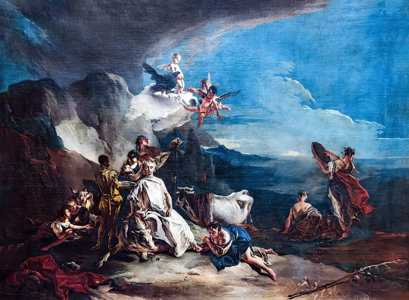The Rape of Europa (1725) by Giovanni Battista Tiepolo — original painting reproduced as a hand-painted oil on canvas