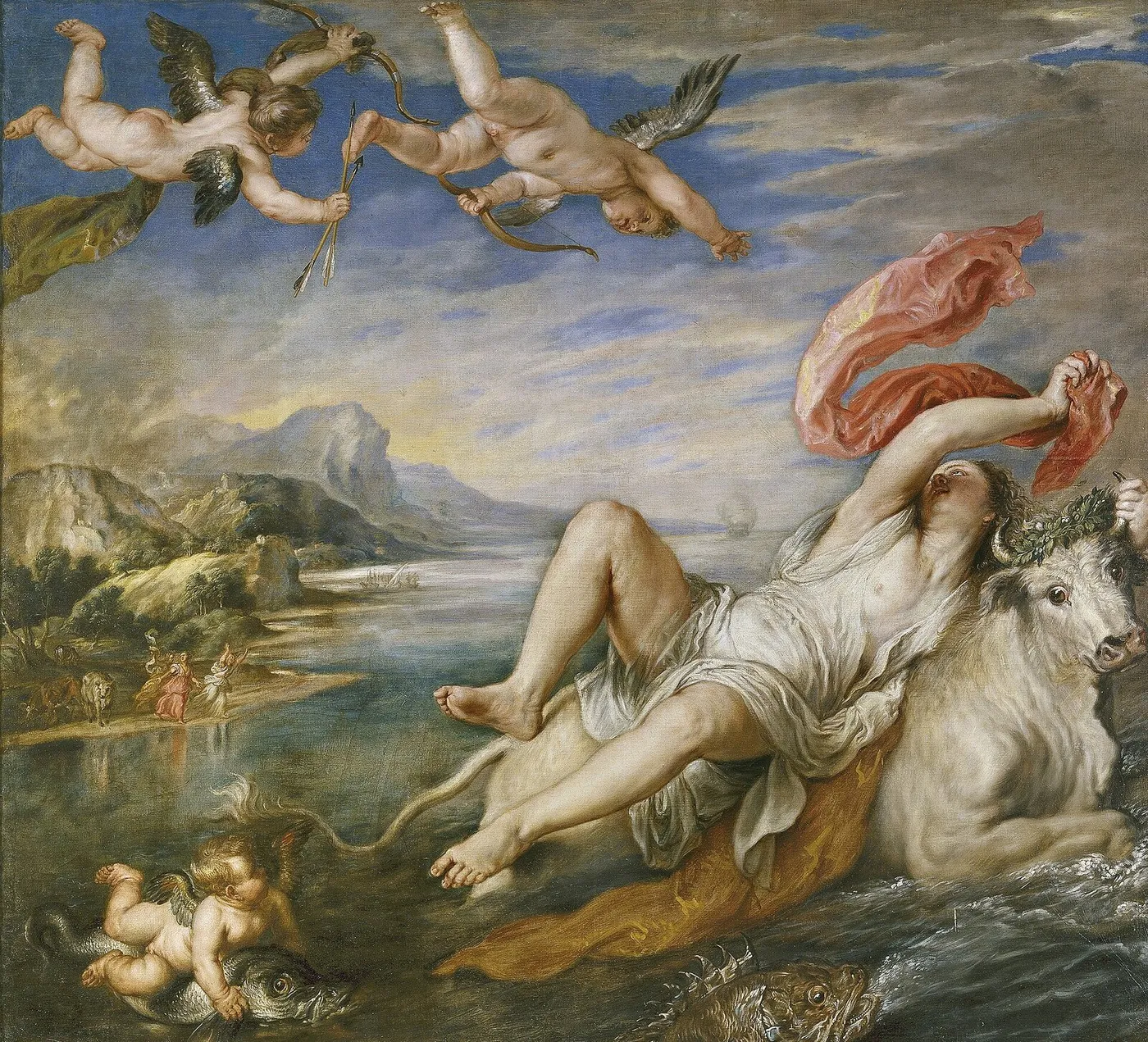 The Rape of Europa (1628) by Peter Paul Rubens — original painting reproduced as a hand-painted oil on canvas