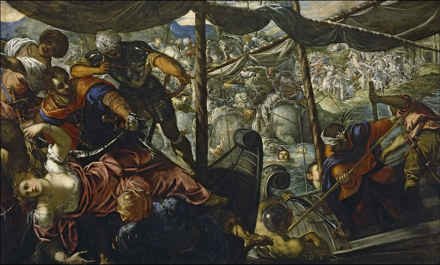 The Rape of Helen (1578) by Jacopo Tintoretto — original painting reproduced as a hand-painted oil on canvas