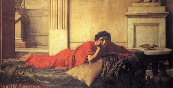 The Remorse of the Emperor Nero after the Murder of his Mother (1878) by John William Waterhouse — original painting reproduced as a hand-painted oil on canvas