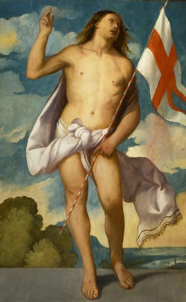 The Resurrected Christ (1511) by Titian — original painting reproduced as a hand-painted oil on canvas