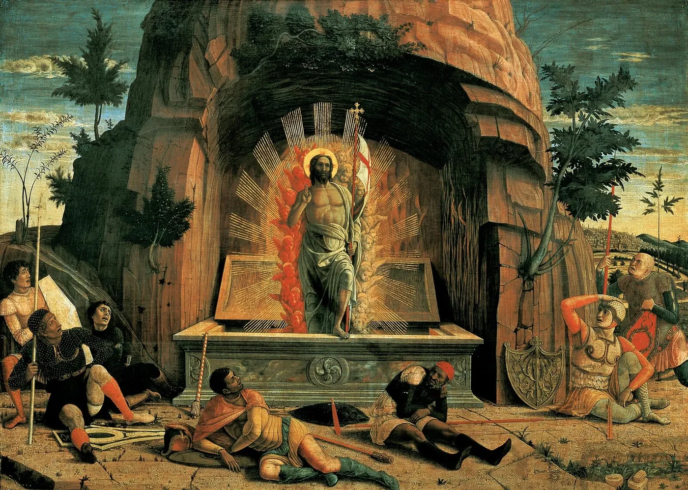 The Resurrection (1459) by Andrea Mantegna — original painting reproduced as a hand-painted oil on canvas