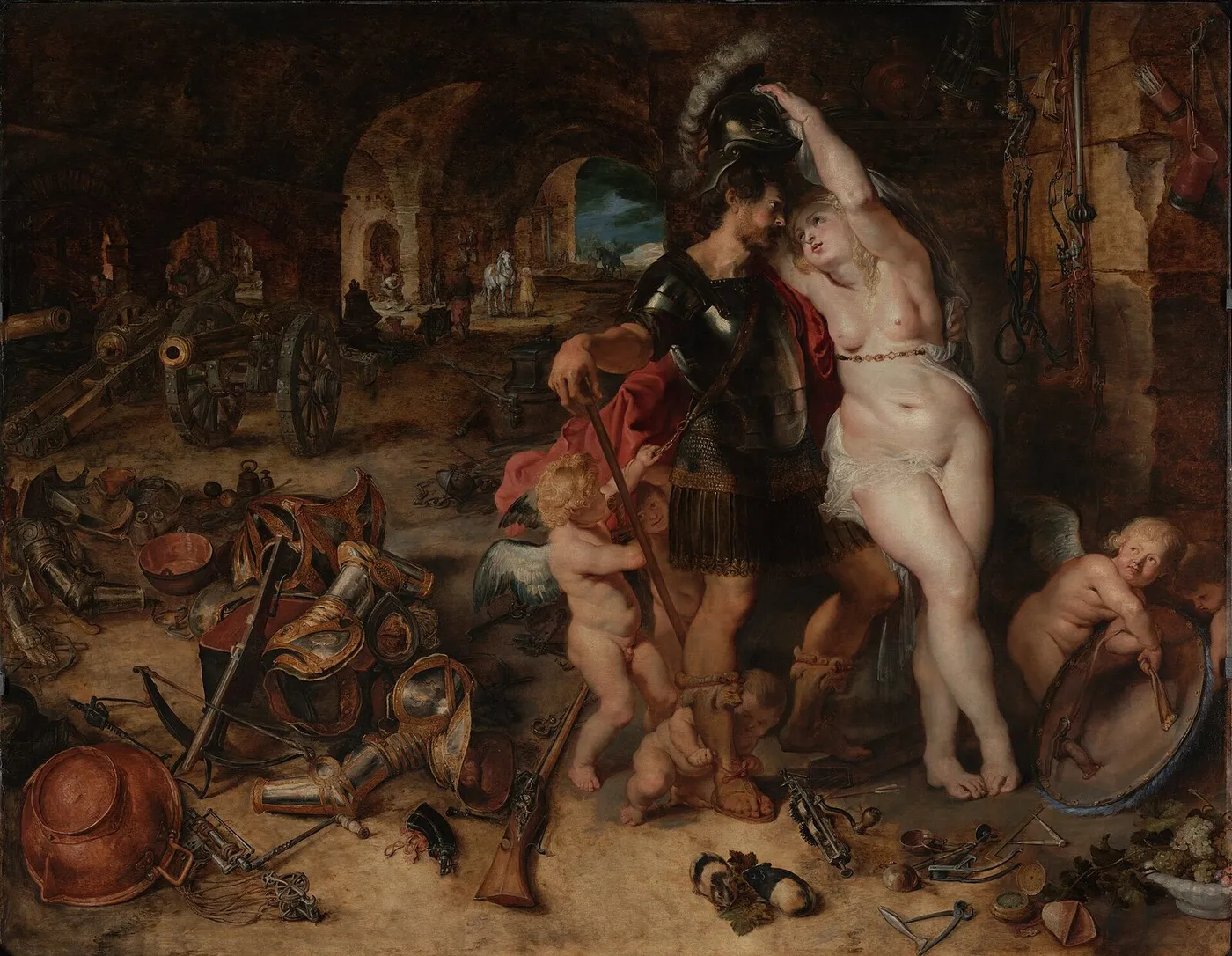 The Return from War: Mars Disarmed by Venus (1610) by Jan Brueghel the Elder — original painting reproduced as a hand-painted oil on canvas