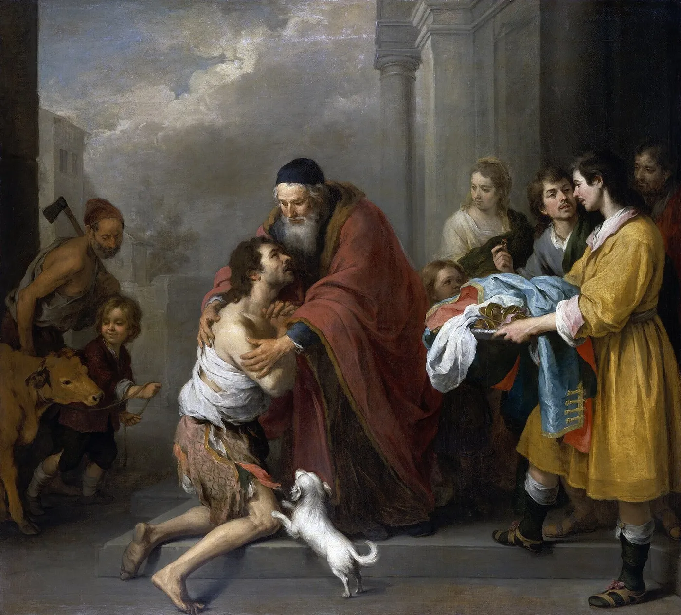 The Return of the Prodigal Son (1668) by Bartolomé Esteban Murillo — original painting reproduced as a hand-painted oil on canvas
