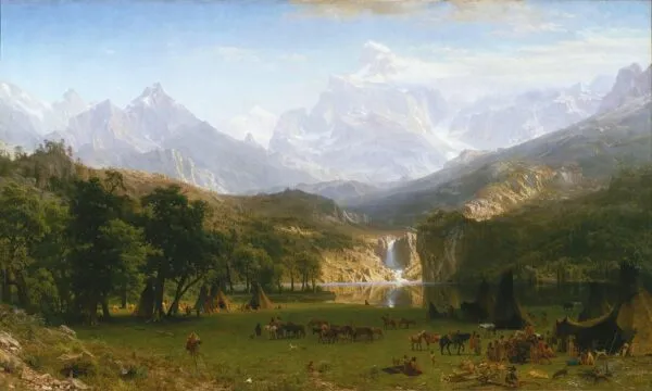 The Rocky Mountains, Lander's Peak (1863) by Albert Bierstadt — original painting reproduced as a hand-painted oil on canvas