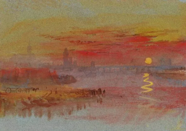 The Scarlet Sunset by J. M. W. Turner — original watercolour reproduced as a hand-painted oil on canvas