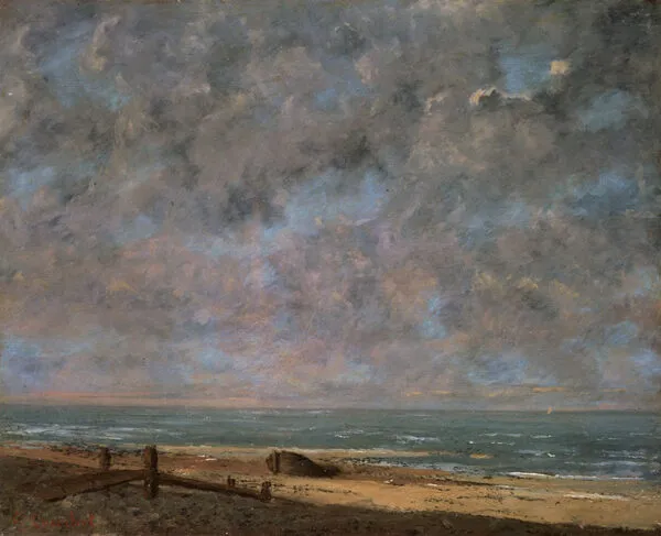 The Sea (1872) by Gustave Courbet — original painting reproduced as a hand-painted oil on canvas