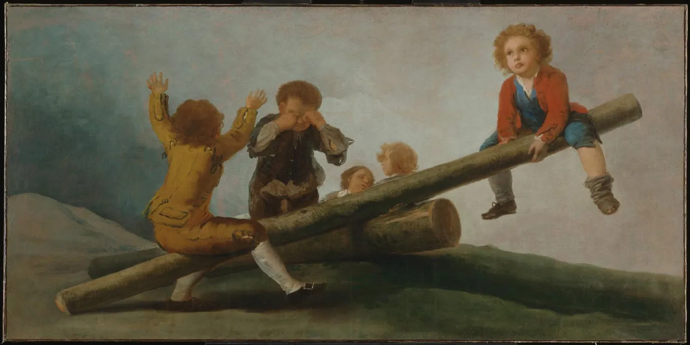 The Seesaw (1791) (1791) by Francisco Goya — original painting reproduced as a hand-painted oil on canvas