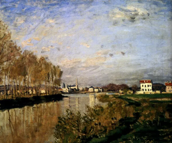 The Seine in Argenteuil (1873) by Claude Monet — original painting reproduced as a hand-painted oil on canvas