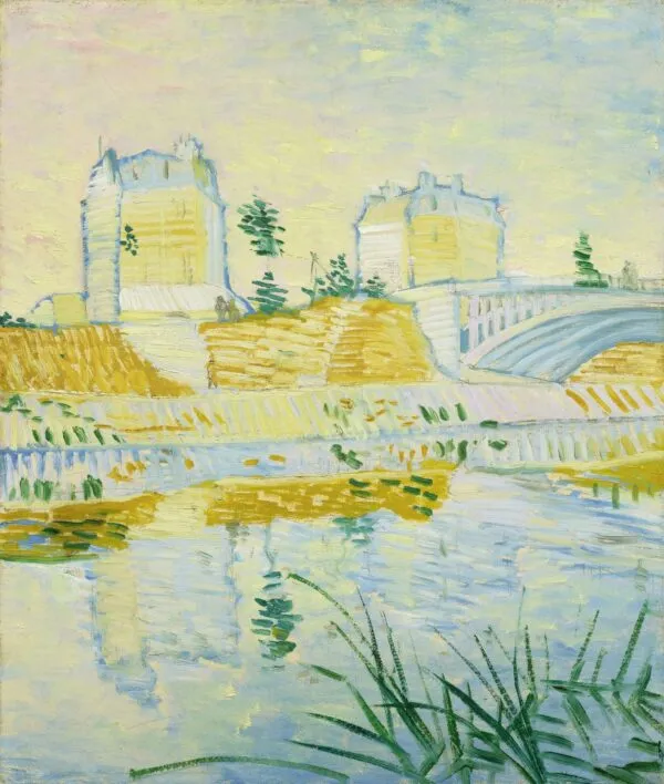 The Seine with the Pont de Clichy (1887) by Vincent van Gogh — original painting reproduced as a hand-painted oil on canvas