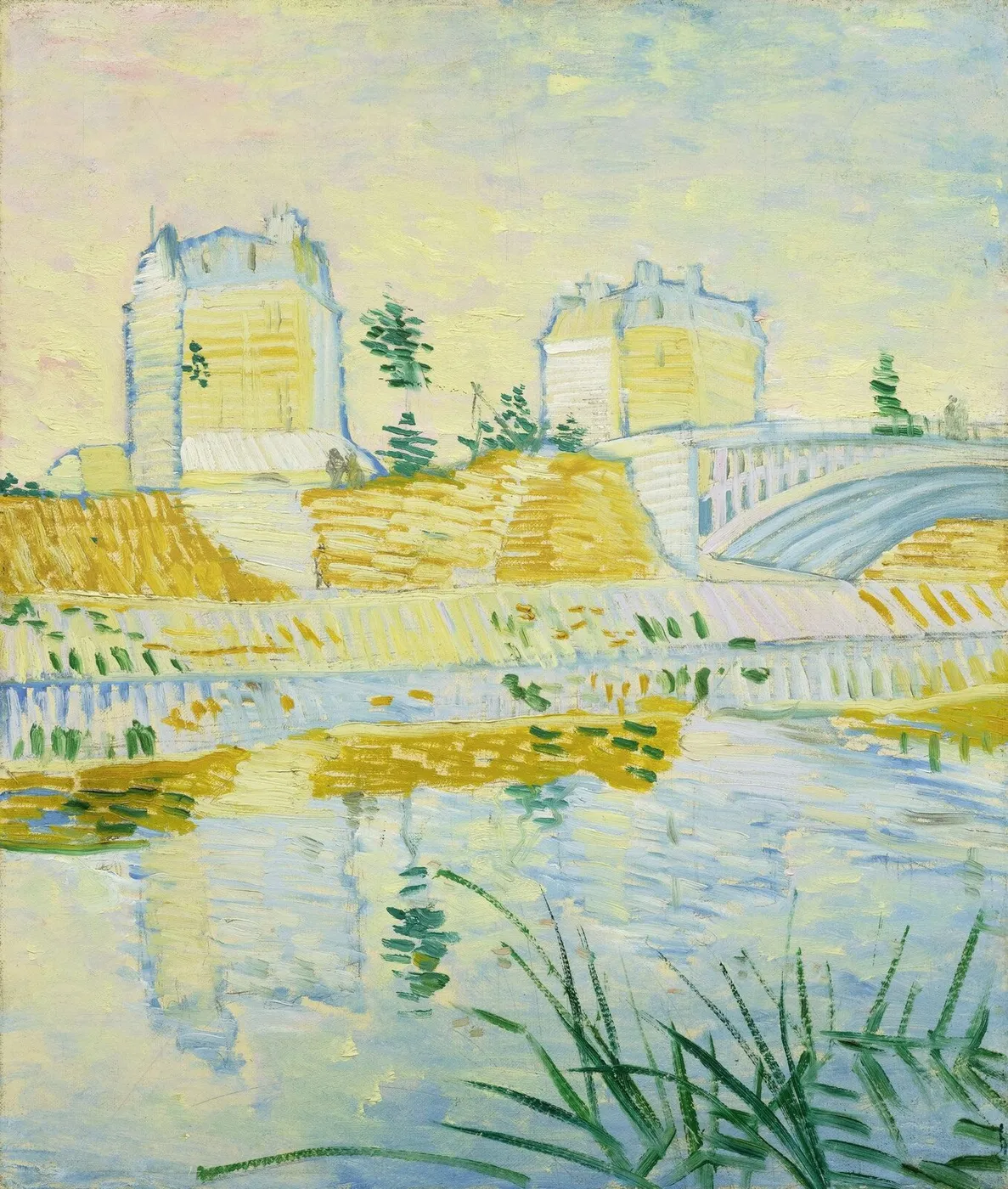 The Seine with the Pont de Clichy (1887) by Vincent van Gogh — original painting reproduced as a hand-painted oil on canvas