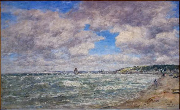 The Shore of Deauville (1896) by Eugène Louis Boudin — original painting reproduced as a hand-painted oil on canvas