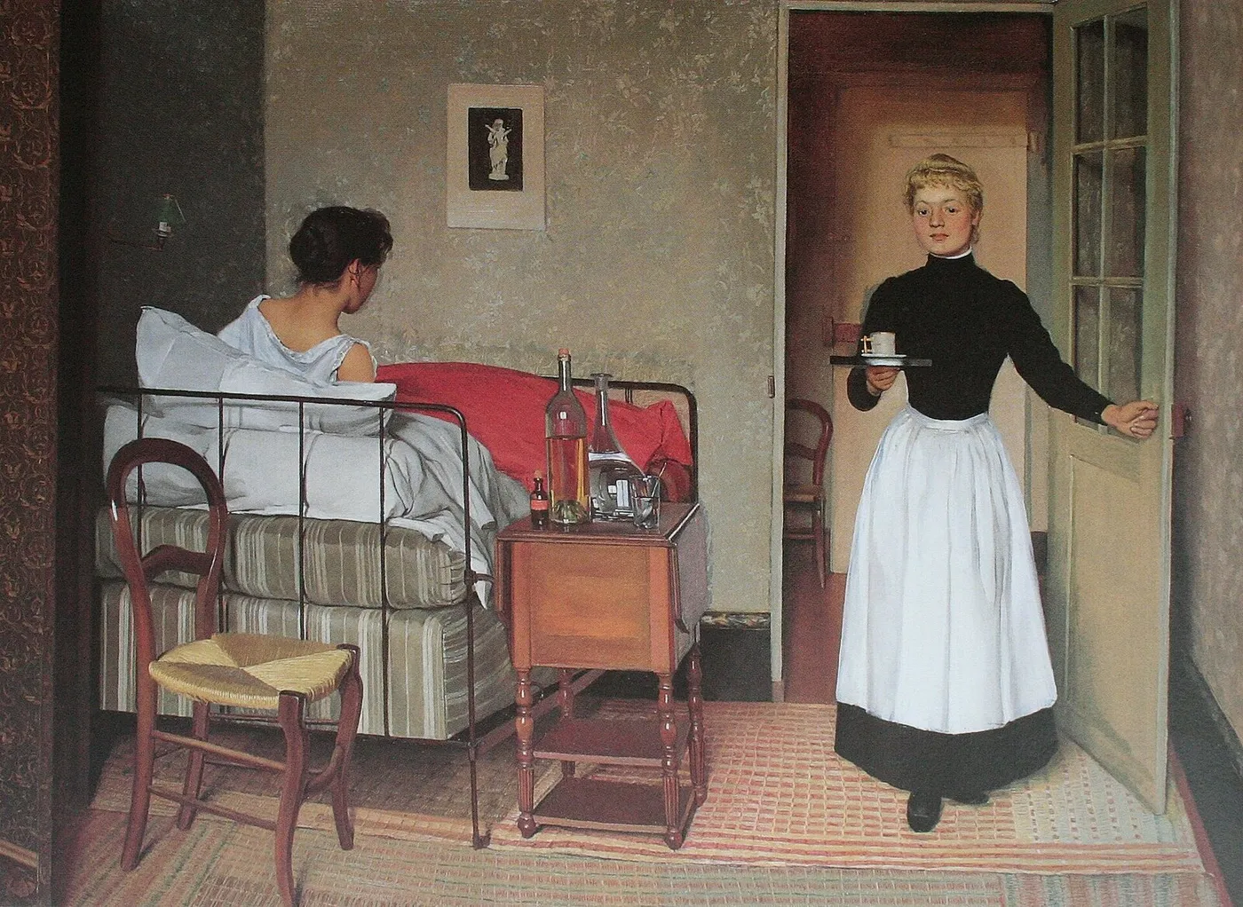 The Sick Girl (1892) by Félix Vallotton — original painting reproduced as a hand-painted oil on canvas