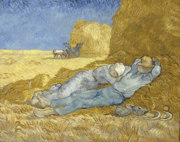 The siesta (after Millet) (1890) by Vincent van Gogh — original painting reproduced as a hand-painted oil on canvas