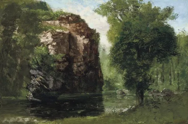 The Silent River (1868) by Gustave Courbet — original painting reproduced as a hand-painted oil on canvas
