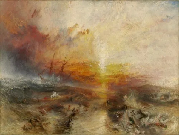 The Slave Ship (1840) by J. M. W. Turner — original painting reproduced as a hand-painted oil on canvas