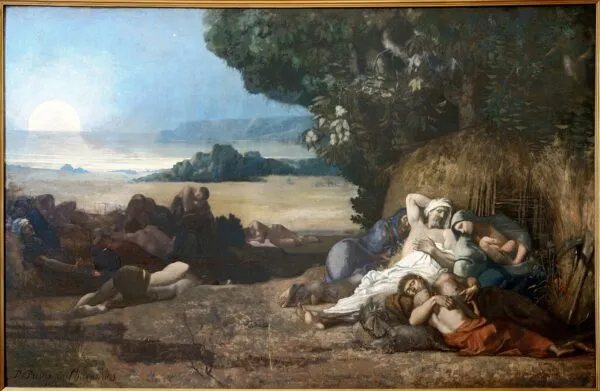 The Sleep (1867) by Pierre Puvis de Chavannes — original painting reproduced as a hand-painted oil on canvas