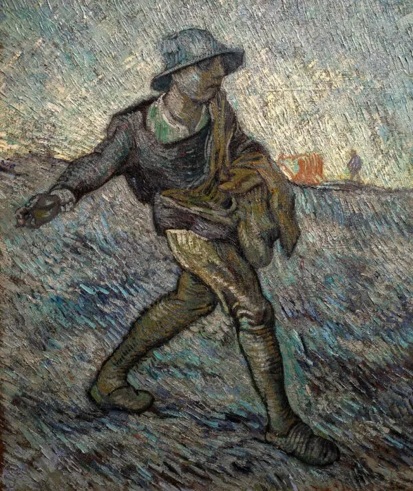 The Sower (after Millet) (1889) by Vincent van Gogh — original painting reproduced as a hand-painted oil on canvas