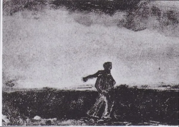 The Sower (study) (1883) by Vincent van Gogh — original painting reproduced as a hand-painted oil on canvas