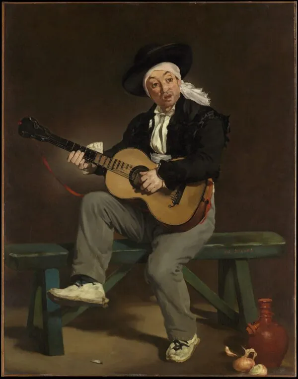 The Spanish Singer (1860) by Édouard Manet — original painting reproduced as a hand-painted oil on canvas