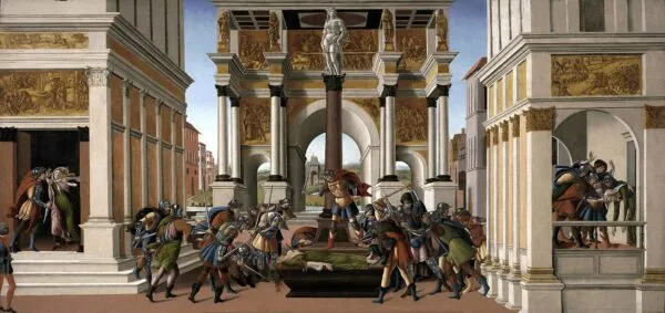 The Story of Lucretia (1500) by Sandro Botticelli — original painting reproduced as a hand-painted oil on canvas