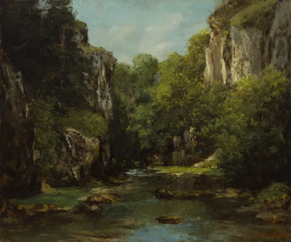 The Stream of the Black Well (1872) by Gustave Courbet — original painting reproduced as a hand-painted oil on canvas